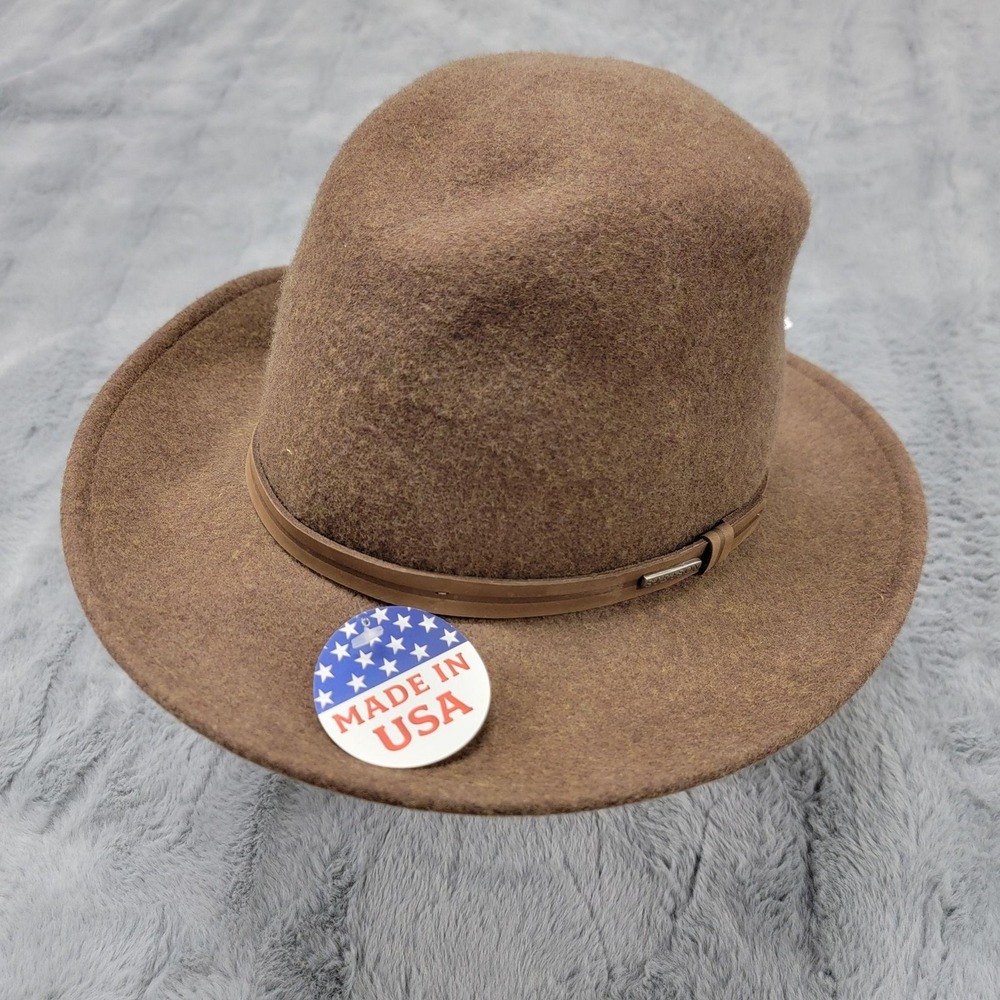 Stetson Hat Mens Medium Explorer Fedora Brown Wool Crushable Water Repellent USA